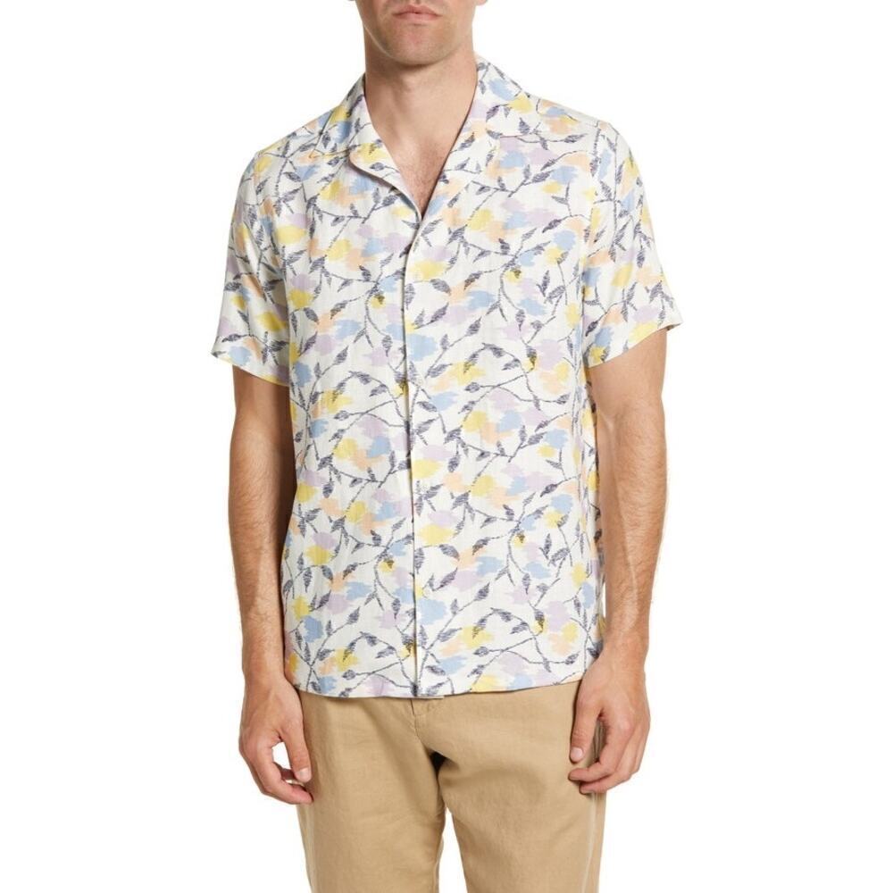 Ted Baker Hadrian Abstract Floral Short
Sleeve Linen Button-Up Shirt Size 5/ XL